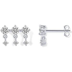 PAVOI 14K Gold Plated 925 Sterling Silver Posts Drop Dangle Cubic Zirconia Stud Earrings for Women | Gold Statement Gradient Crawler Studs Earring(Uniform)