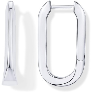 PAVOI 14K Gold Plated 925 Sterling Silver Posts Geometric Hoop Earrings for Women | Trendy Geo Long Oval U-Shaped Link Triangle Huggie Hoops Earring(U-Shaped)