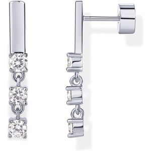 PAVOI 14K Gold Plated 925 Sterling Silver Posts Mini Bar Drop Dangle Flatback Earrings for Women | Dainty Helix Cartilage Piercing Jewelry | Baguette Bezel Marquise Pearl Cubic Zirconia Screwback Stud Earrings(Triple Stone)