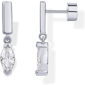 PAVOI 14K Gold Plated 925 Sterling Silver Posts Mini Bar Drop Dangle Flatback Earrings for Women | Dainty Helix Cartilage Piercing Jewelry | Baguette Bezel Marquise Pearl Cubic Zirconia Screwback Stud Earrings(Marquise)