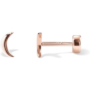 PAVOI 14K Gold Plated 925 Sterling Silver Posts Pair of Flat Back Stud Earrings for Women | Cartilage Helix Piercing | Heart Moon Snake Smiley Butterfly Yin and Yang North Star Earring – Valentines Day Trendy Jewelry(Moon)