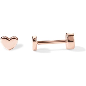 PAVOI 14K Gold Plated 925 Sterling Silver Posts Pair of Flat Back Stud Earrings for Women | Cartilage Helix Piercing | Heart Moon Snake Smiley Butterfly Yin and Yang North Star Earring – Valentines Day Trendy Jewelry(Heart)