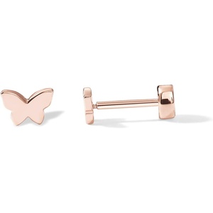 PAVOI 14K Gold Plated 925 Sterling Silver Posts Pair of Flat Back Stud Earrings for Women | Cartilage Helix Piercing | Heart Moon Snake Smiley Butterfly Yin and Yang North Star Earring – Valentines Day Trendy Jewelry(Butterfly)