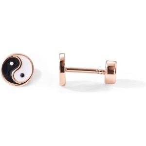PAVOI 14K Gold Plated 925 Sterling Silver Posts Pair of Flat Back Stud Earrings for Women | Cartilage Helix Piercing | Heart Moon Snake Smiley Butterfly Yin and Yang North Star Earring – Valentines Day Trendy Jewelry(Yin and Yang)