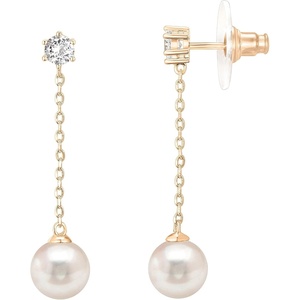 PAVOI 14K Gold Plated 925 Sterling Silver Posts Pearl Dangle Drop Earrings | Bridal Pearl Earrings for Women(Single Pearl)
