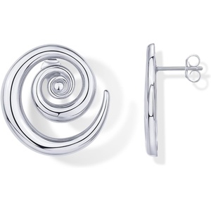 PAVOI 14K Gold Plated 925 Sterling Silver Posts Statement Spiral Stud Earrings for Women | Trendy Chunky Drop Earrings(White Gold)