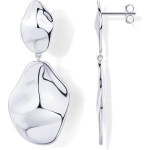 PAVOI 14K Gold Plated 925 Sterling Silver Posts Teardrop Statement Dangle Earrings | Lightweight Hammered Drop Dangle Earrings for Women(White Gold)