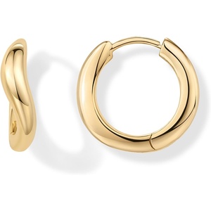 PAVOI 14K Gold Plated 925 Sterling Silver Posts Wavy Huggie Hoops | Twisted Wave Hoop Earrings for Women(Yellow Gold)