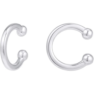 PAVOI 14K Gold Plated 925 Sterling Silver Round Huggie Ear Cuff Earrings for Women | Clip On Cartilage Cuff Earrings(White Gold)