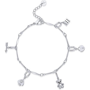 PAVOI 14K Gold Plated Adjustable Bracelet for Women | Twisted Bar & Paperclip Charm Chain Bracelets with Moon, Evil Eye, Teddy Bear, Valentines Day Heart Lock, Airplane, Dog, Cowboy Boot, Cat, Cupid & More | Fashion Jewelry(Teddy Bear)