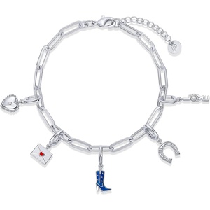 PAVOI 14K Gold Plated Adjustable Bracelet for Women | Twisted Bar & Paperclip Charm Chain Bracelets with Moon, Evil Eye, Teddy Bear, Valentines Day Heart Lock, Airplane, Dog, Cowboy Boot, Cat, Cupid & More | Fashion Jewelry(Cowgirl Boot)