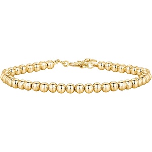 PAVOI 14K Gold Plated Beaded Bracelet for Women | Stackable Gold Bead Bracelet | Adjustable Dainty Gold Jewelry(Yellow Gold)