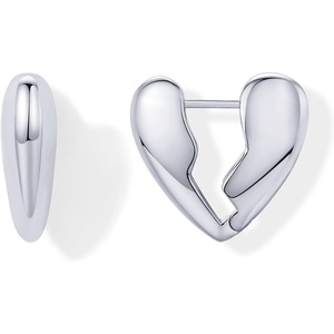 PAVOI 14K Gold Plated Bold Chunky Heart Hoop Earrings for Women | Gold Earring Pair – Valentines Day Trendy Jewelry(Broken Heart)