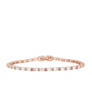 PAVOI 14K Gold Plated CZ Tennis Bracelet For Women | Classic Emerald Cut Simulated Diamond Bracelet(7 Inches)