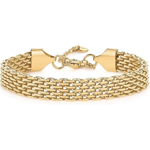 PAVOI 14K Gold Plated Chunky Chain Adjustable Bracelet for Women | Stainless Steel Lightweight Trendy Chain Bracelet(Yellow Gold)