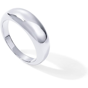 PAVOI 14K Gold Plated Chunky Dome Ring |Puffy Dome Stackable Rings | Chunky Signet Ring for Women(White Gold)