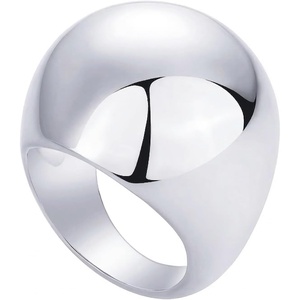 PAVOI 14K Gold Plated Chunky Domed Statement Ring for Women | Lightweight Trendy Sphere Rings | Statement Jewelry(White Gold)