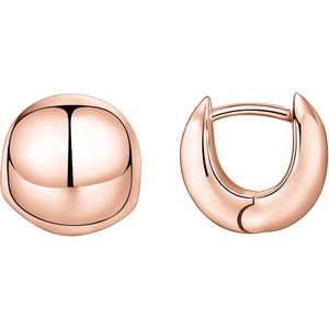 PAVOI 14K Gold Plated Chunky Huggies Earrings for Women – 925 Sterling Silver Posts Small Gold Huggie Hoop Earrings – Ultra Thick Hoops Trendy Jewelry(Rose Gold)