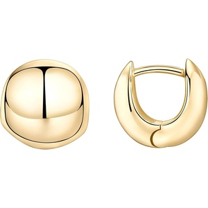 PAVOI 14K Gold Plated Chunky Huggies Earrings for Women – 925 Sterling Silver Posts Small Gold Huggie Hoop Earrings – Ultra Thick Hoops Trendy Jewelry(Yellow Gold)