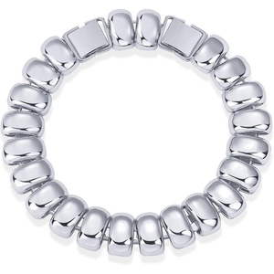 PAVOI 14K Gold Plated Chunky Ribbed Texture Bracelet for Women |Gold Statement Jewelry Piece(White Gold)
