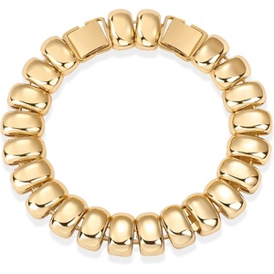 PAVOI 14K Gold Plated Chunky Ribbed Texture Bracelet for Women |Gold Statement Jewelry Piece(Yellow Gold)
