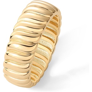 PAVOI 14K Gold Plated Chunky Statement Ring | Chunky Stackable Wide Band for Women(Yellow Gold)