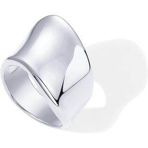PAVOI 14K Gold Plated Chunky Statement Ring for Women | Stainless Steel Hypoallergenic Wide Stackable Rings(White Gold)