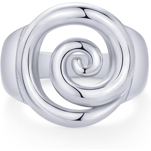 PAVOI 14K Gold Plated Chunky Swirl Rings for Women – Statement Spiral Ring – Waterproof Bold Swirl Bands(Stainless Steel)