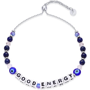 PAVOI 14K Gold Plated Colored Mantra Evil Eye Beaded Gemstone Bracelets for Women | Adjustable Friendship Beaded Bracelets with Words | I Am Enough Fearless Breathe Good Energy In My Era Grateful You Got This Affirmation Bracelet(Good Energy)