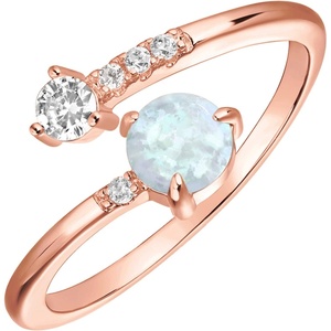 PAVOI 14K Gold Plated Created Opal Rings – Stacking Rings for Women(Wraparound)