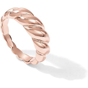 PAVOI 14K Gold Plated Croissant Dome Rings for Women – Trendy Twisted Braided Band – Chunky Signet Stackable Ring Stetement Jewelry(Rose Gold)