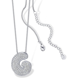 PAVOI 14K Gold Plated Cubic Zirconia Bubble Letter Initial Necklaces for Women | Gold Balloon Necklace Letter | Chunky Pendant Necklaces(-G)