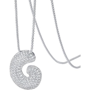 PAVOI 14K Gold Plated Cubic Zirconia Bubble Letter Initial Necklaces for Women | Gold Balloon Necklace Letter | Chunky Pendant Necklaces(-H)