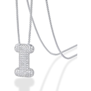 PAVOI 14K Gold Plated Cubic Zirconia Bubble Letter Initial Necklaces for Women | Gold Balloon Necklace Letter | Chunky Pendant Necklaces(-I)