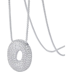 PAVOI 14K Gold Plated Cubic Zirconia Bubble Letter Initial Necklaces for Women | Gold Balloon Necklace Letter | Chunky Pendant Necklaces(-O)