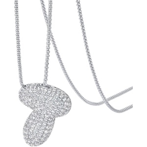 PAVOI 14K Gold Plated Cubic Zirconia Bubble Letter Initial Necklaces for Women | Gold Balloon Necklace Letter | Chunky Pendant Necklaces(-T)