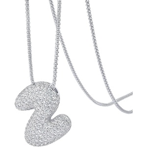 PAVOI 14K Gold Plated Cubic Zirconia Bubble Letter Initial Necklaces for Women | Gold Balloon Necklace Letter | Chunky Pendant Necklaces(-Z)
