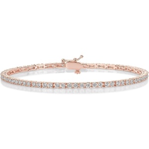 PAVOI 14K Gold Plated Cubic Zirconia Classic Tennis Bracelet | Gold Bracelets for Women | 2mm CZ, Size 6.5-7.5 Inch(Rose Gold)