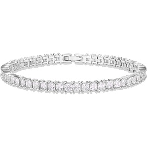 PAVOI 14K Gold Plated Cubic Zirconia Classic Tennis Bracelet | Gold Bracelets for Women | 4mm CZ, Size 6.5-7.5 Inch(White Gold)