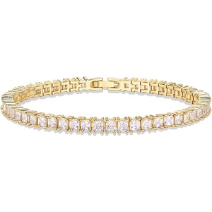 PAVOI 14K Gold Plated Cubic Zirconia Classic Tennis Bracelet | Gold Bracelets for Women | 4mm CZ, Size 6.5-7.5 Inch(Yellow Gold)