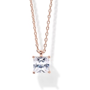 PAVOI 14K Gold Plated Cubic Zirconia Diamond Pendant Necklace for Women | Adjustable Slider(Rose Gold)