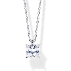 PAVOI 14K Gold Plated Cubic Zirconia Diamond Pendant Necklace for Women | Adjustable Slider(White Gold)