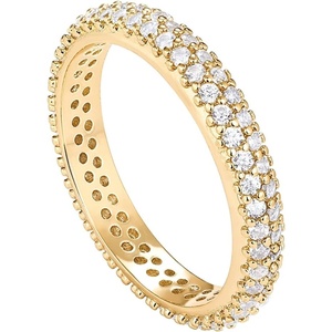 PAVOI 14K Gold Plated Cubic Zirconia Double Row Eternity Band for Women(Yellow Gold)