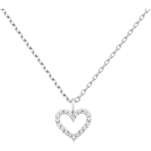 PAVOI 14K Gold Plated Cubic Zirconia Heart Necklace | Cute Dainty Love Pendant Necklaces for Women – Valentines Day Trendy Jewelry(White Gold)
