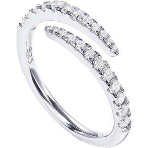 PAVOI 14K Gold Plated Cubic Zirconia Open Twist Eternity Band for Women(White Gold)