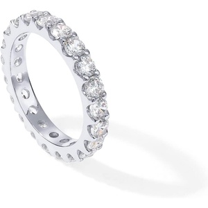 PAVOI 14K Gold Plated Cubic Zirconia Stackable Eternity Ring – 3.0mm Gold Wedding Ring for Women – Promise Band Stacking Jewelry – Trendy Wedding Bands for women(White Gold)