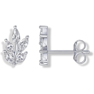 PAVOI 14K Gold Plated Cubic Zirconia Stud Earrings for Women – 925 Sterling Silver Posts Statement Crystal Cluster Wedding Earrings for Brides & Bridesmaids – Trendy CZ Pearl Studs Wedding Jewelry(White Gold)