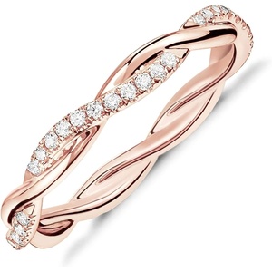 PAVOI 14K Gold Plated Cubic Zirconia Twisted Rope Eternity Band for Women(Rose Gold)