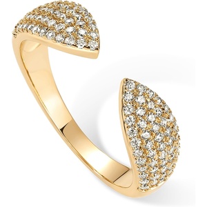 PAVOI 14K Gold Plated Cuff Statement Ring for Women | Cubic Zirconia Eternity Bands | Open Stackable Rings for Women(Yellow Gold)
