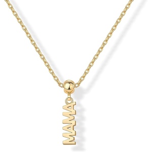 PAVOI 14K Gold Plated Dainty Dog Tag Charm Pendant Mom Necklace for Women – Gold Adjustable Sliding Chain Mama Necklace Jewelry for Mothers Day – Mommy to Be Gift Customizable Removable Charm Pendant(Yellow Gold)